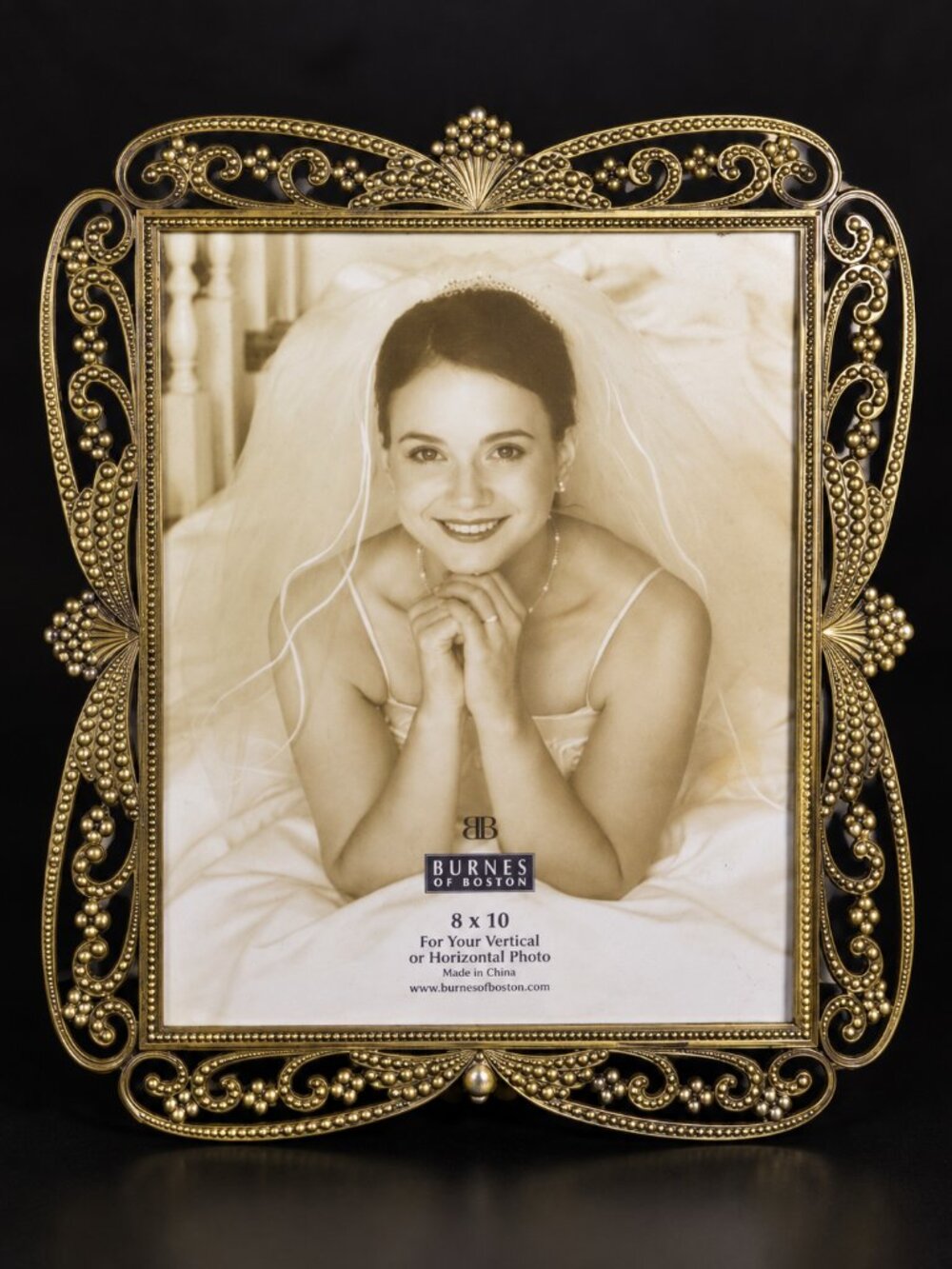 Burnes of Boston 8x10 Ornate Gold Pearl Picture Frame New Without Box